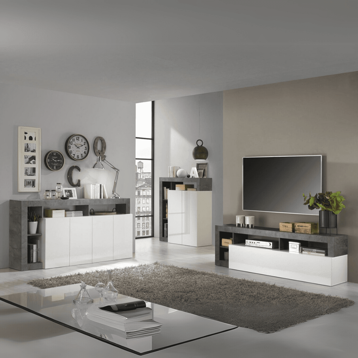 Meuble TV 1 Abattant L184 cm - Francfort - Calicosy