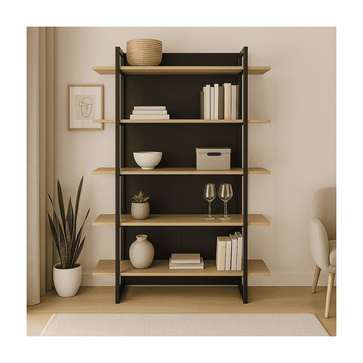 Bibliothèque Industrielle 5 Étagères L136 cm - Russel - Calicosy