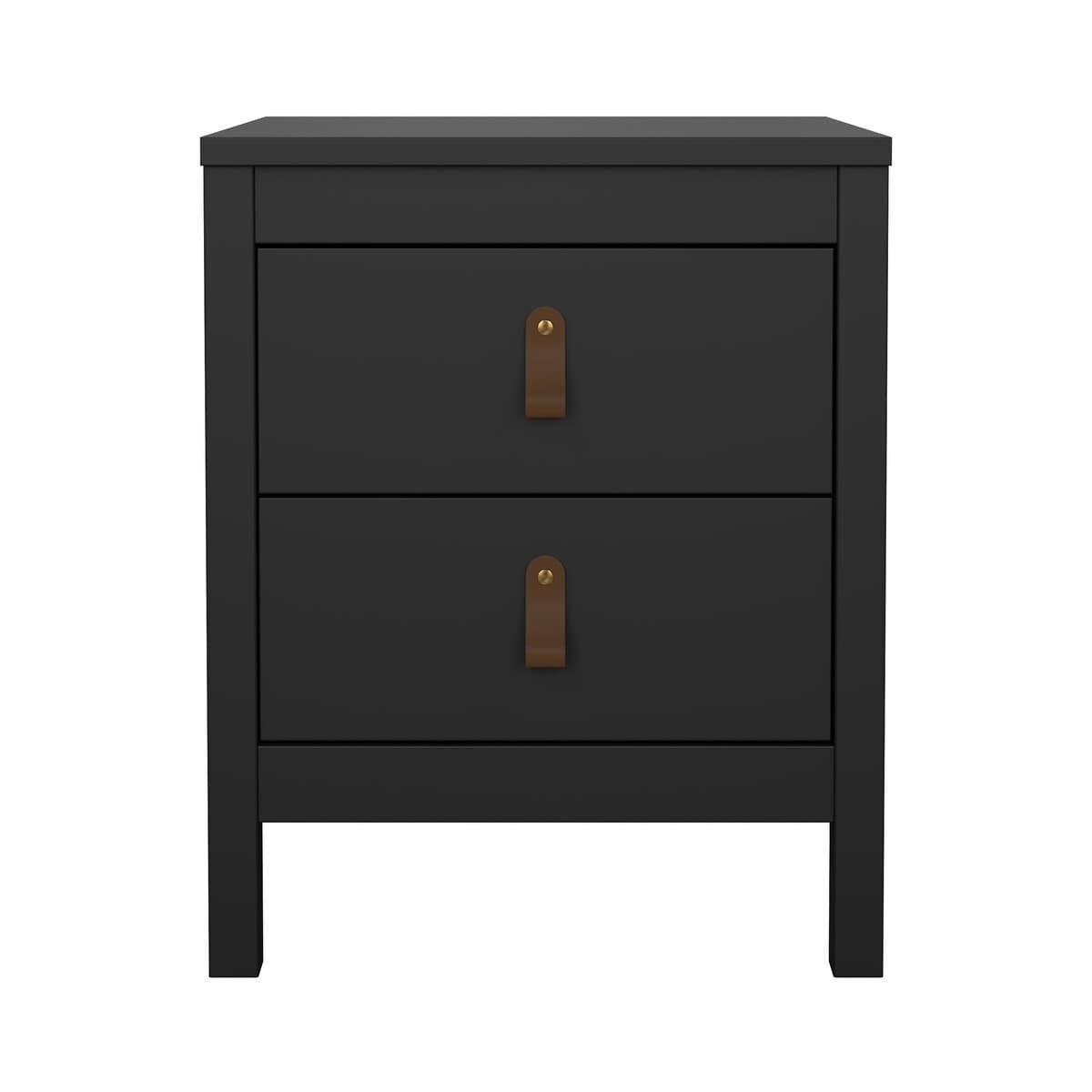 Table de chevet 2 tiroirs noir mat L43,8 cm - BARCELONE - Panneaux de particules - Calicosy