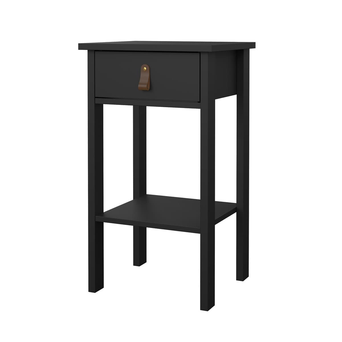 Table de chevet 1 tiroir, 1 tablette noir mat H70,1 cm - BARCELONE - Calicosy