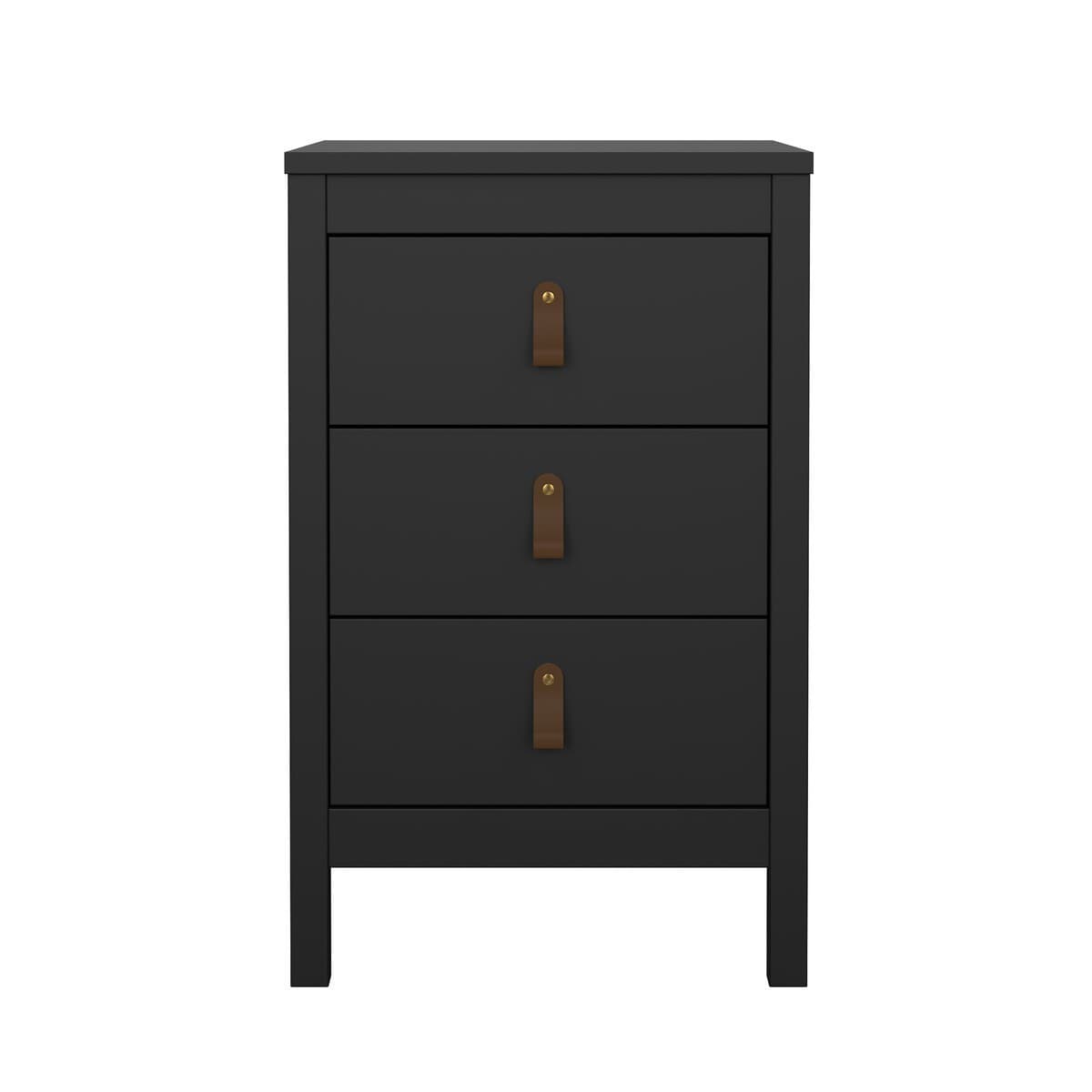 Table de chevet 3 tiroirs noir mat H70,1 cm - BARCELONE - Panneaux de particules - Calicosy
