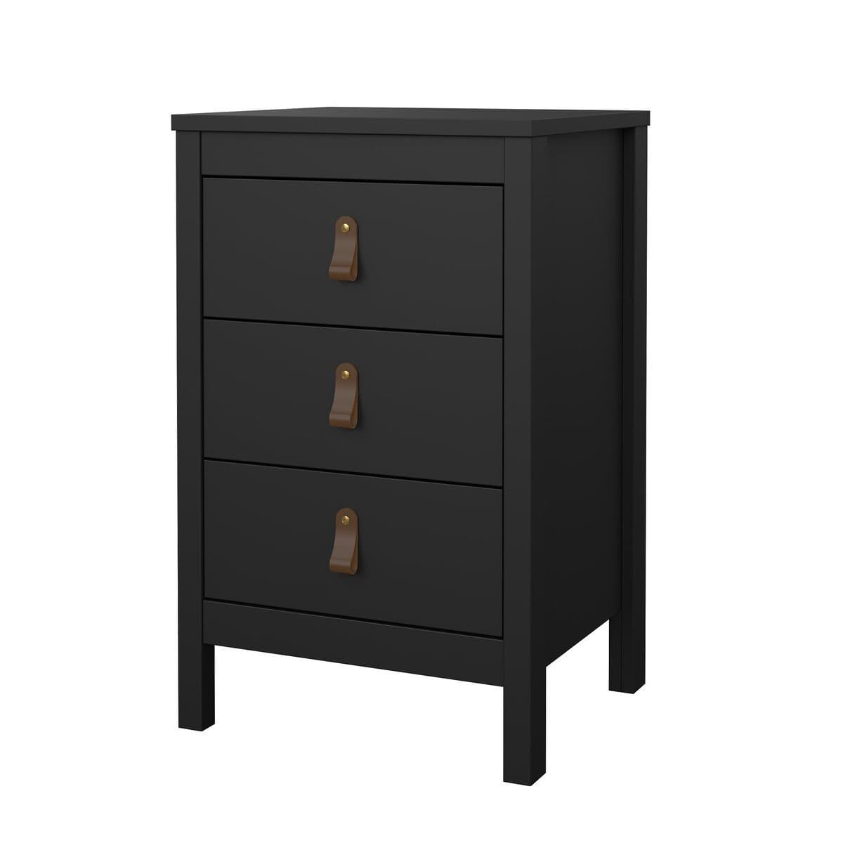Table de chevet 3 tiroirs noir mat H70,1 cm - BARCELONE - Calicosy
