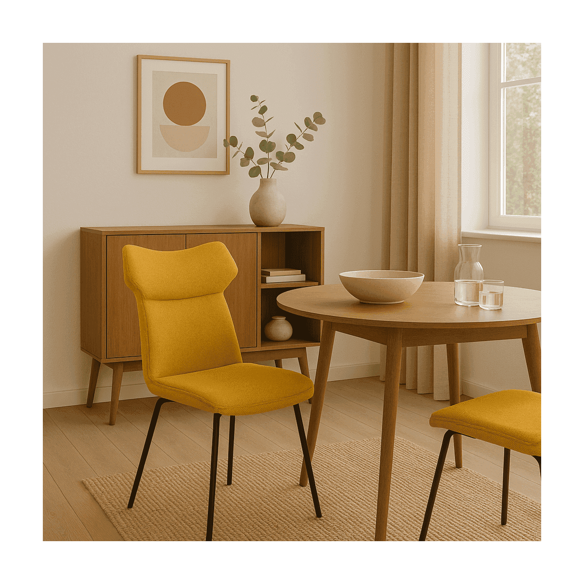 Lot de 2 chaises en tissu avec pieds en métal noir L47 cm - DARA - Calicosy