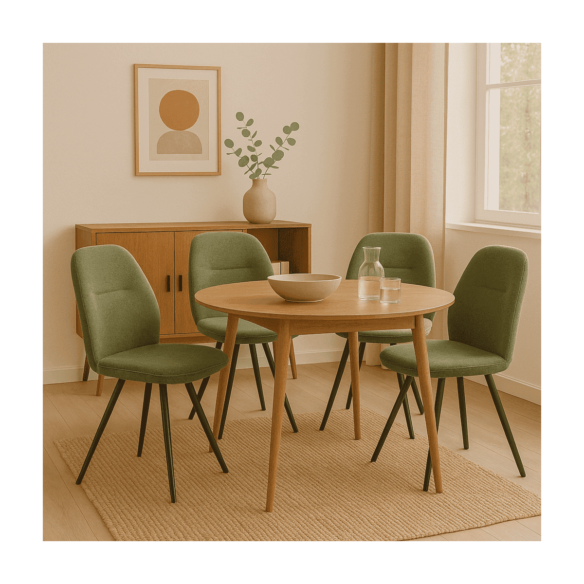 Lot de 2 chaises pivotantes en tissu avec pieds en métal noir L47 cm - TAMARA - Calicosy