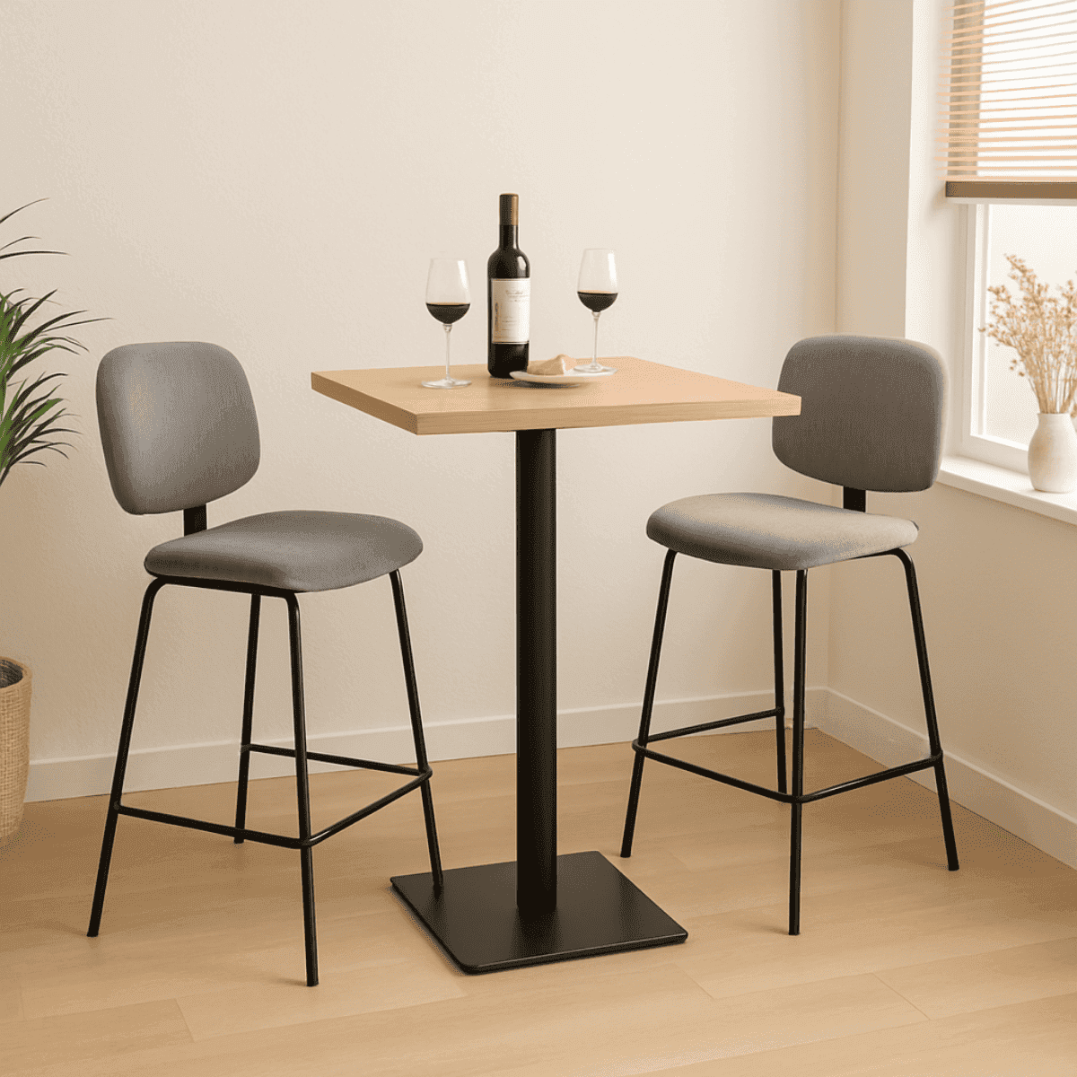 Lot de 2 tabourets en velours côtelé avec pieds en métal noir H65 cm - ARUS - Calicosy