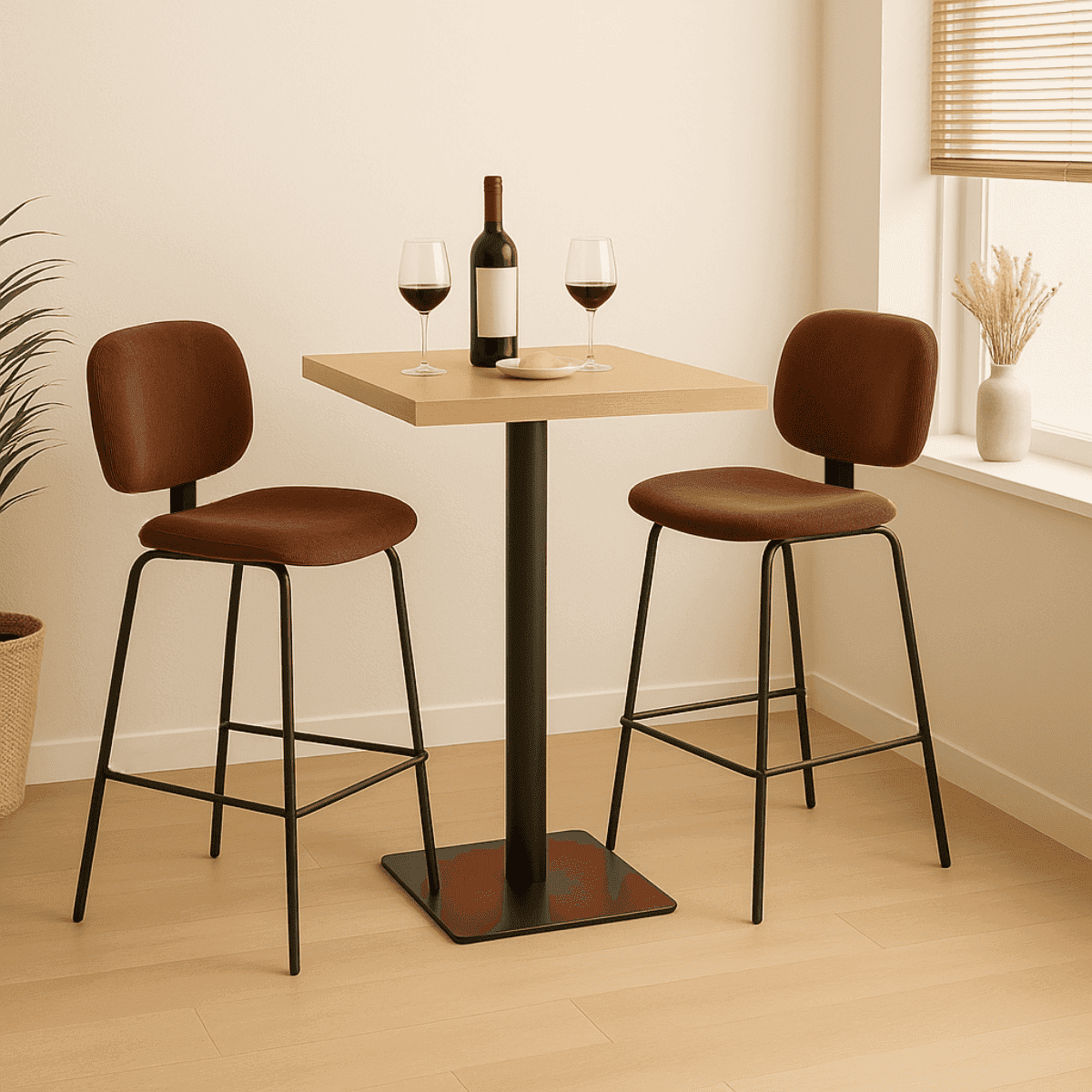 Lot de 2 tabourets en velours côtelé avec pieds en métal noir H65 cm - ARUS - Calicosy