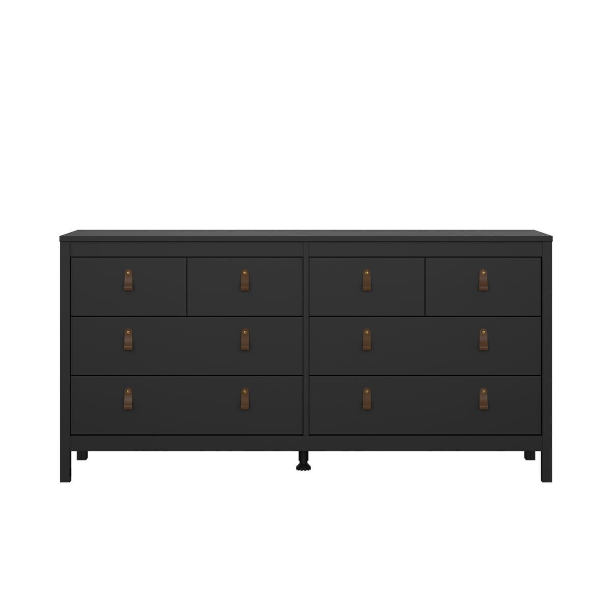Commode 8 tiroirs noir mat L159,6 cm - BARCELONE - Panneaux de particules - Calicosy