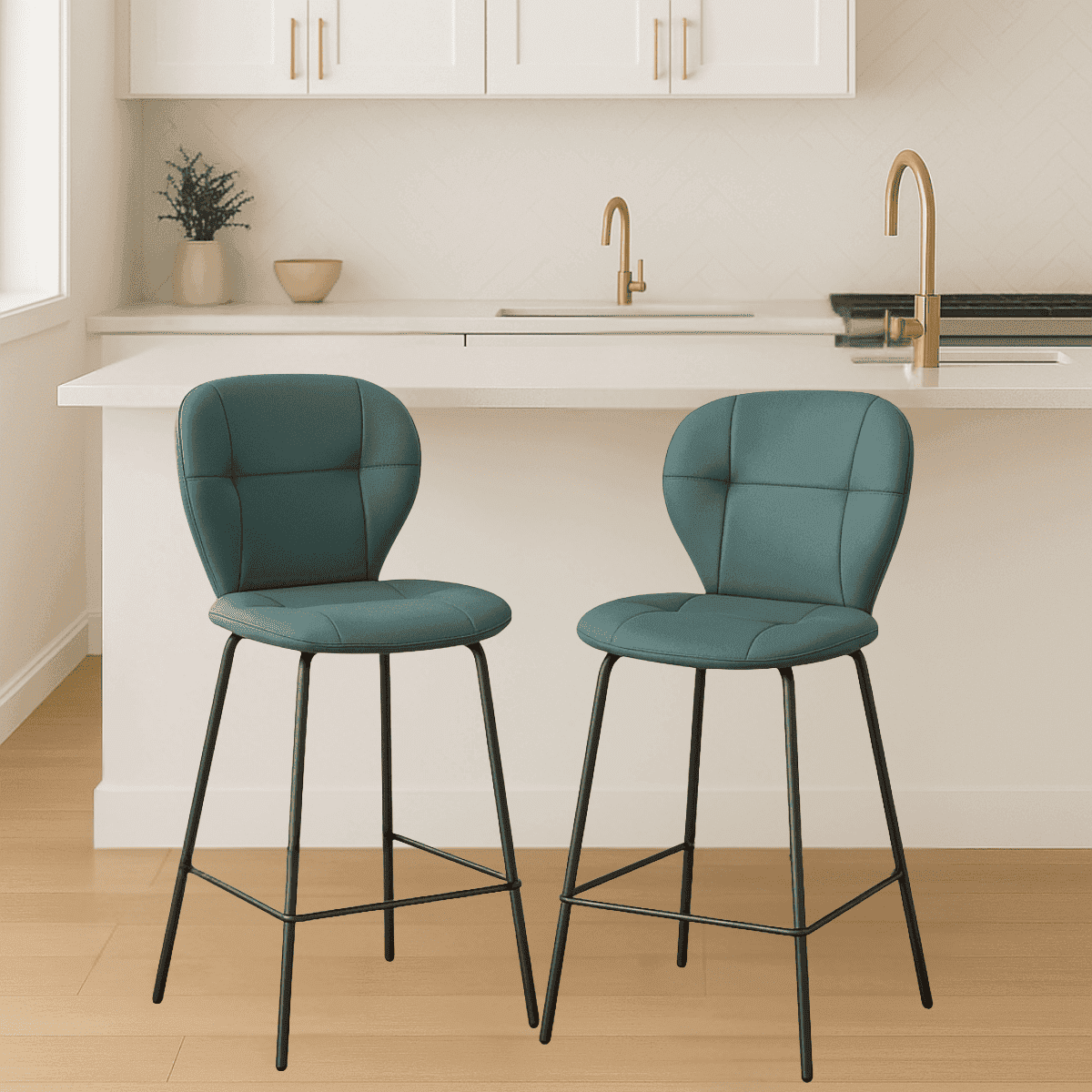 Lot de 2 tabourets avec pieds en métal noir H67 cm - MAURA - Calicosy