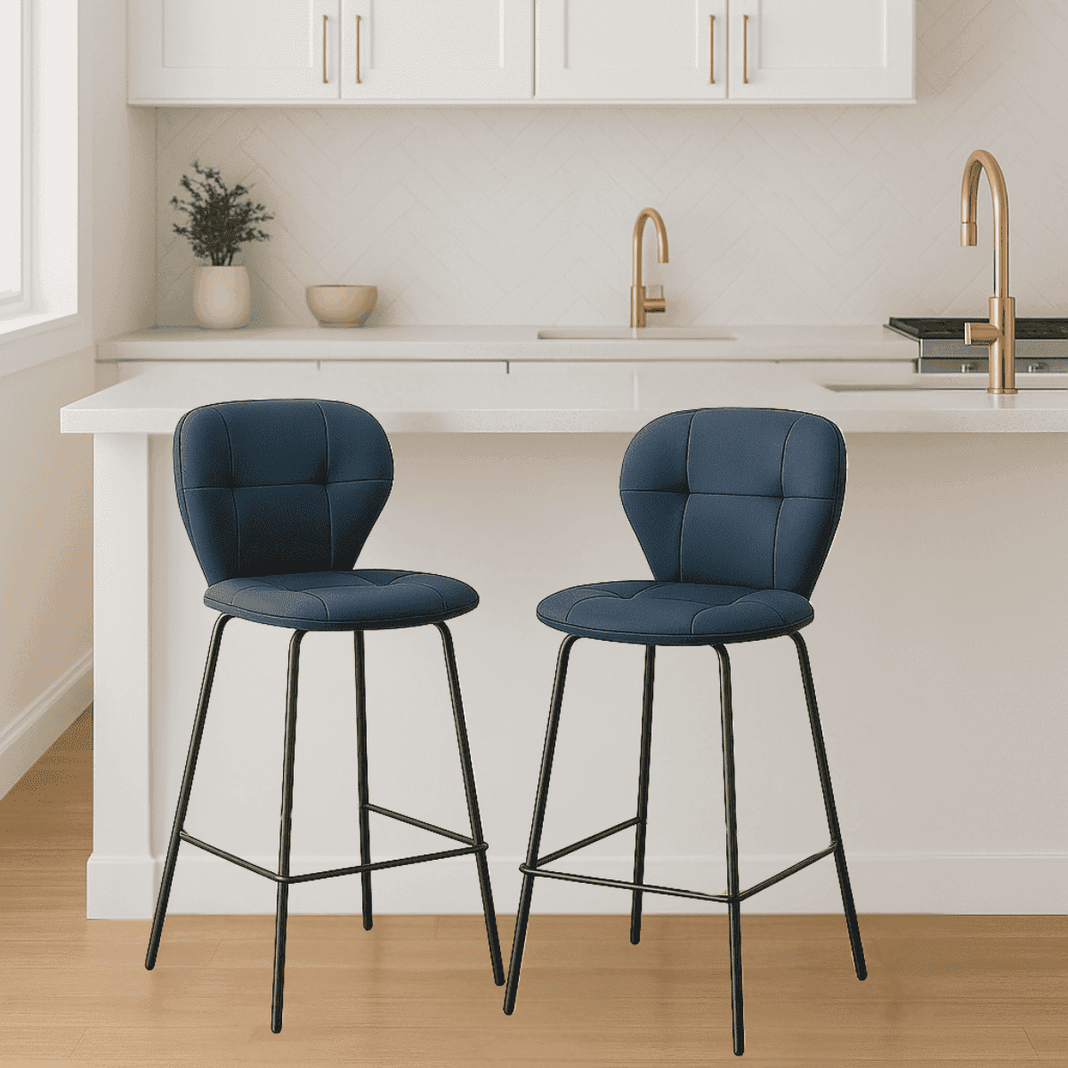 Lot de 2 tabourets avec pieds en métal noir H67 cm - MAURA - Calicosy