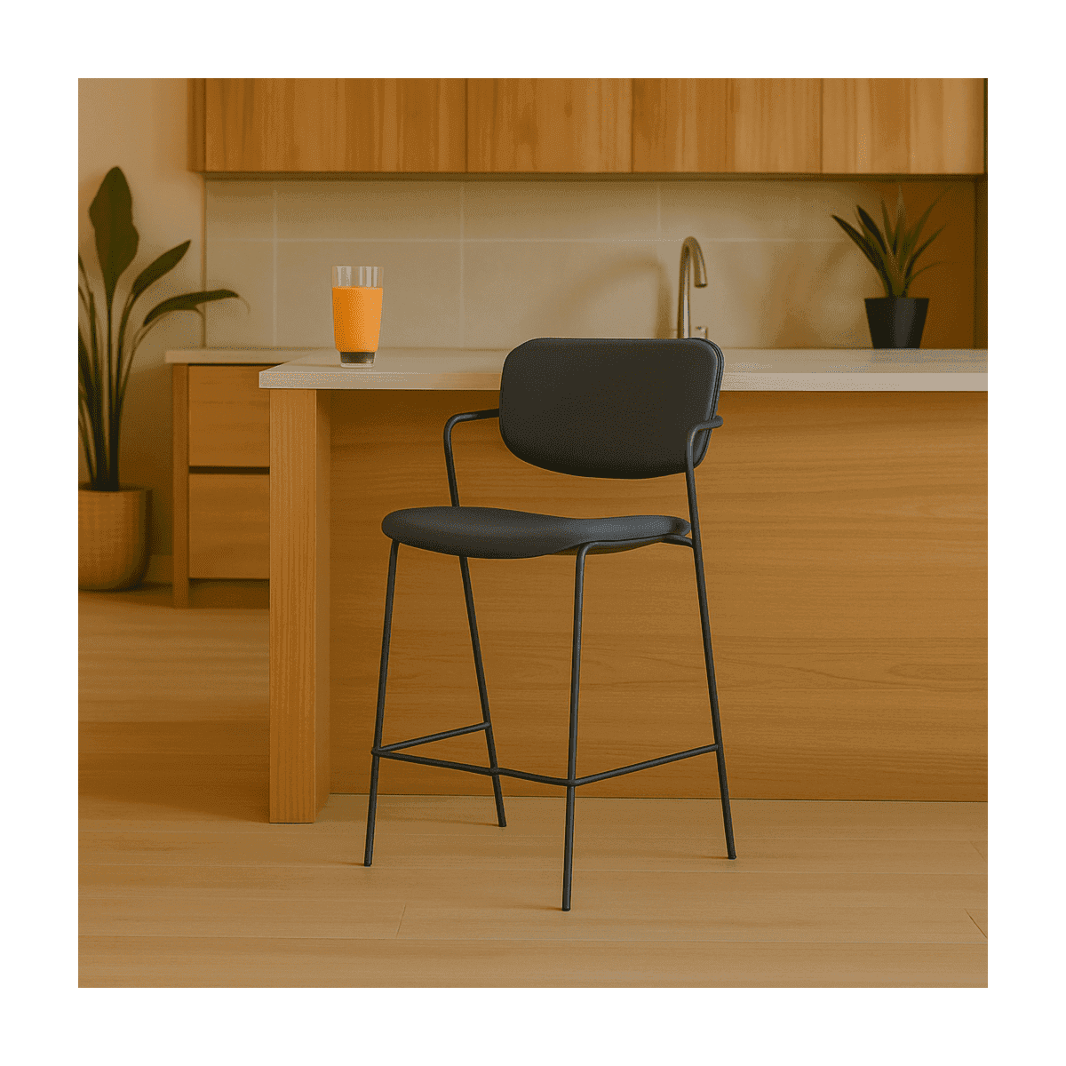 Lot de 2 tabourets avec pieds en métal noir H66 cm - MAIKA - Calicosy