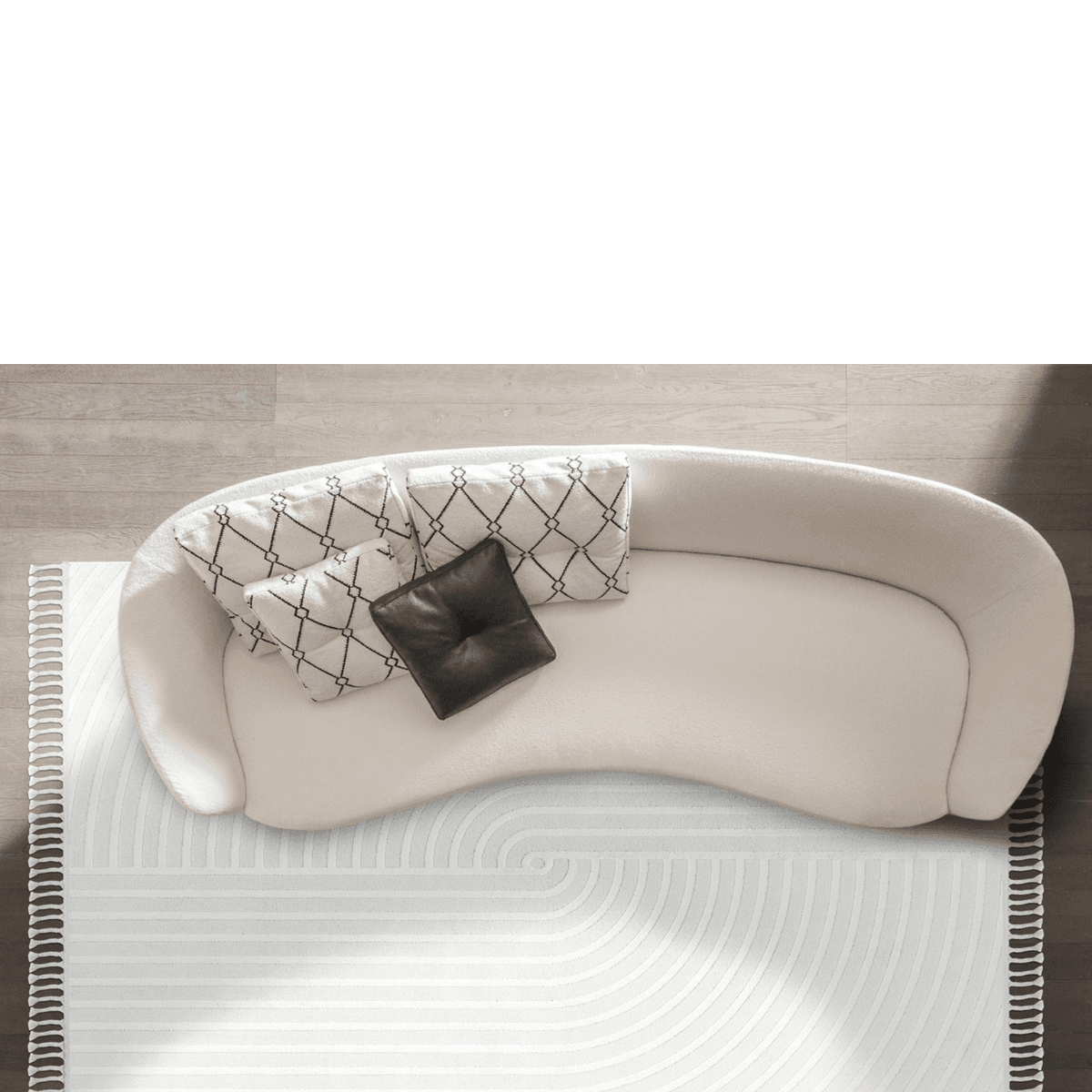 Tapis rectangulaire crème à motifs abstraits creusés - MALTA - Calicosy