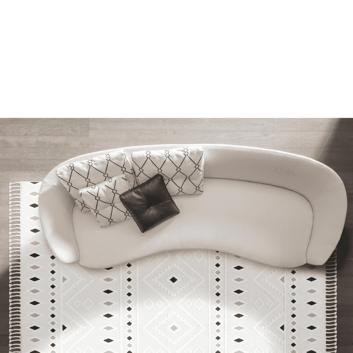 Tapis rectangulaire crème à motifs géométriques gris - MALTA - Calicosy