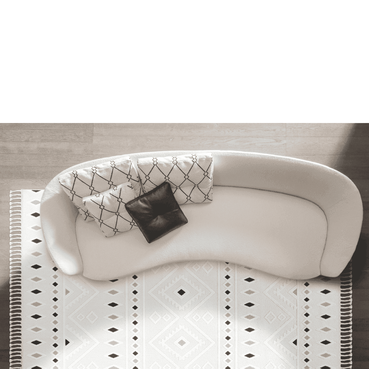 Tapis rectangulaire crème à motifs géométriques gris - MALTA - Calicosy