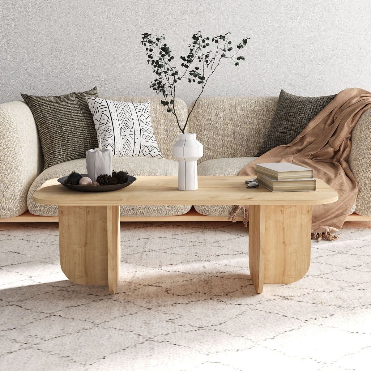 Table basse rectangulaire avec plateau aux bords arrondis L120 cm - BECAJ - Calicosy