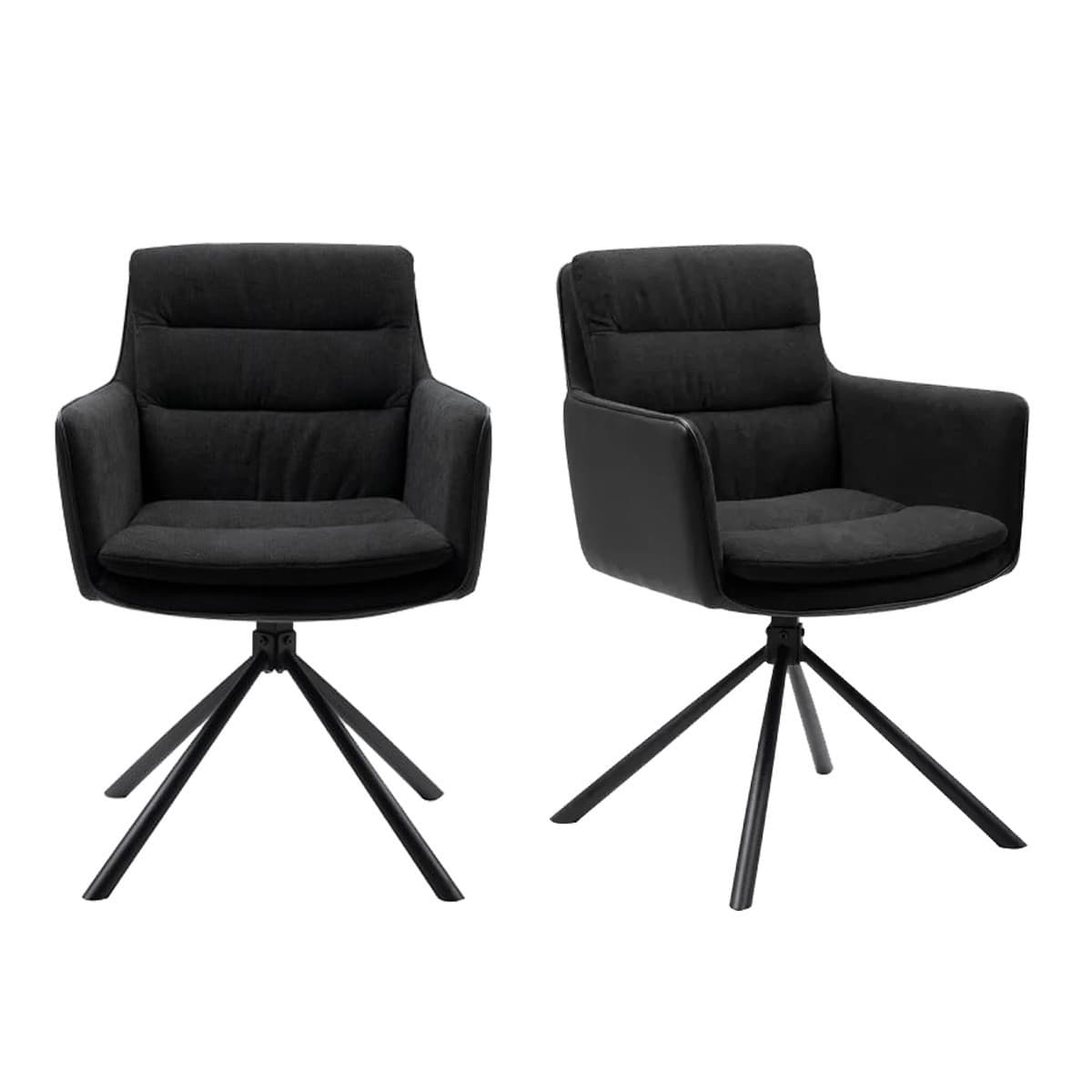Lot de 2 Chaises Noires L63 cm - Logan - Tissu - Calicosy