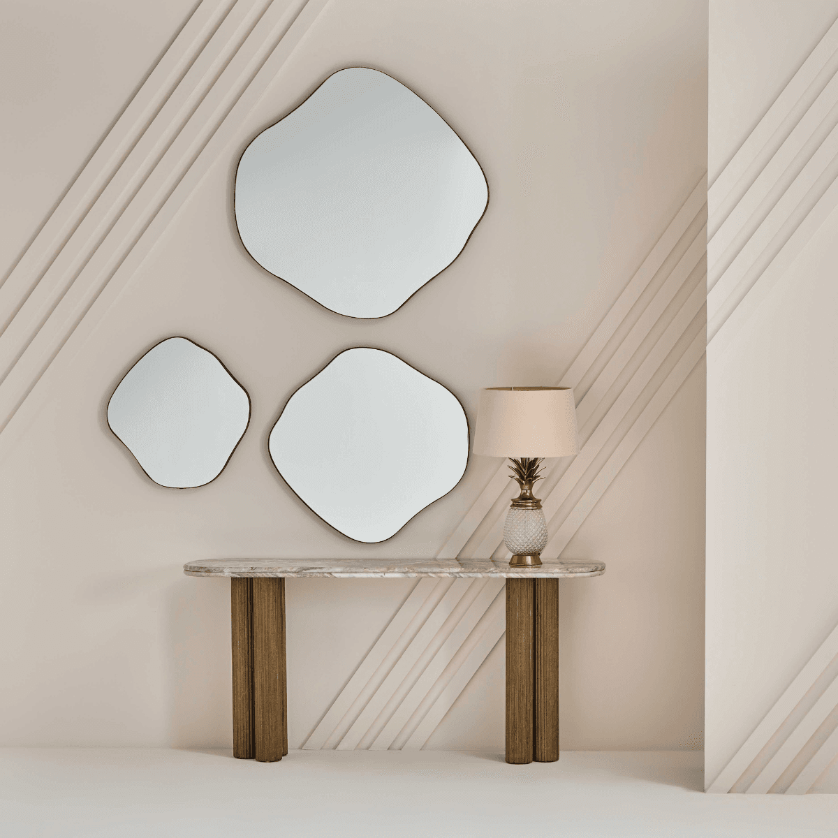 Console en bois massif et marbre BUREN - Calicosy