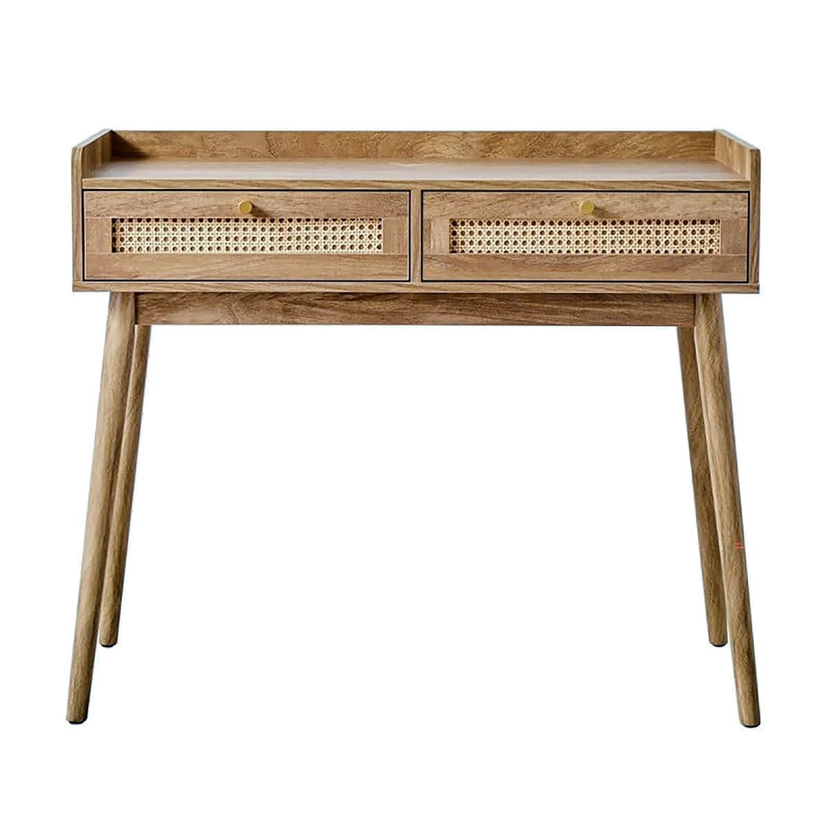 Console 2 tiroirs avec façades en rotin PALMO - Panneaux de particules - Calicosy