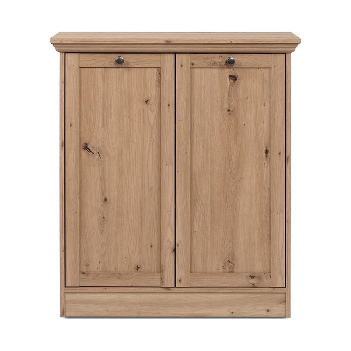 Buffet 2 portes et 2 tablettes avec poignées boutons en métal L80 cm - TIMBER - Panneaux de particules - Calicosy