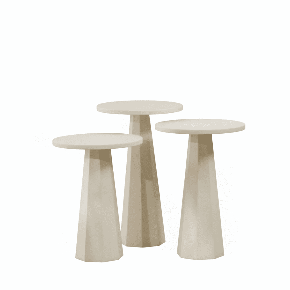 Lot de 3 tables basses blanches H57/H52/H47 cm - LILYUM - Panneaux de particules - Calicosy