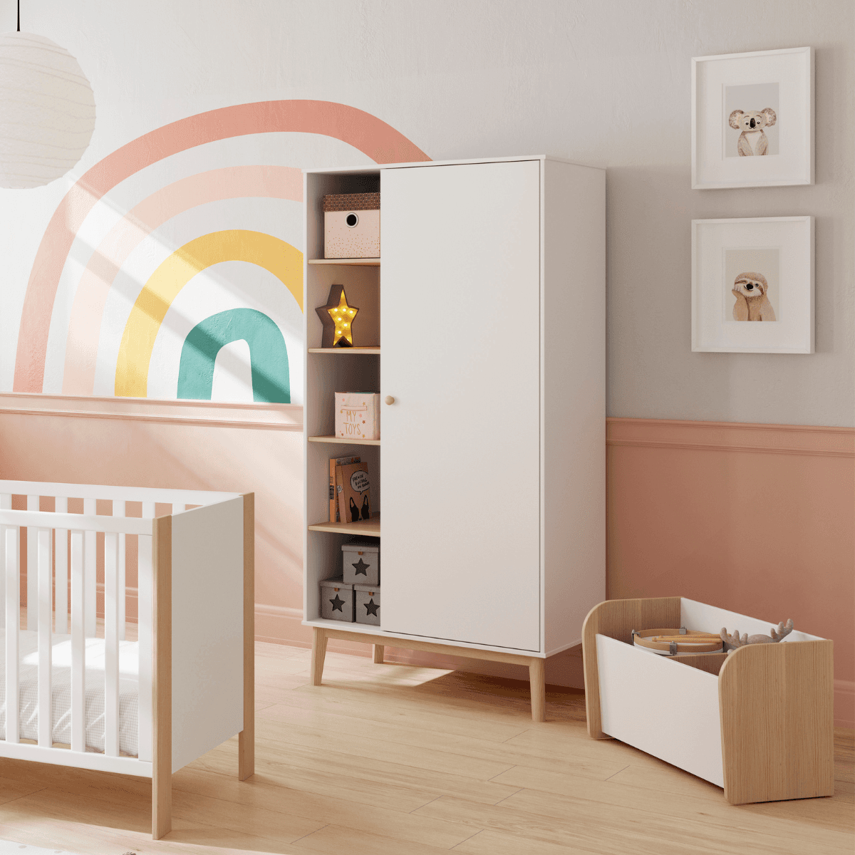 Coffre à jouet avec 2 niches ouvertes L70 cm - SIMON - Calicosy