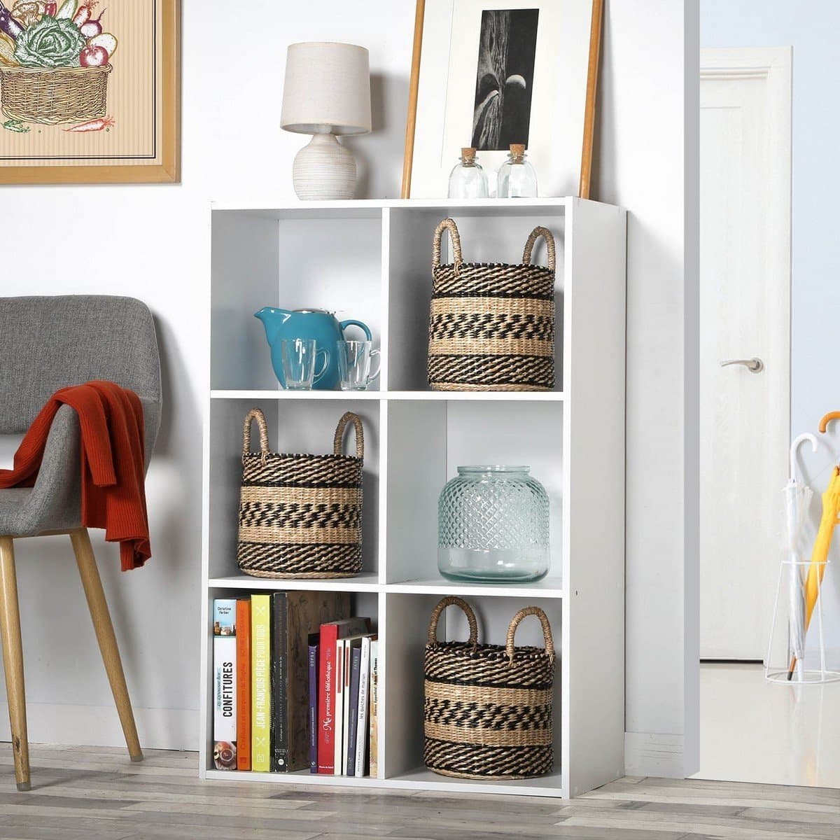 Étagère de rangement 6 cases - H91,5 x L61,5 cm - Calicosy