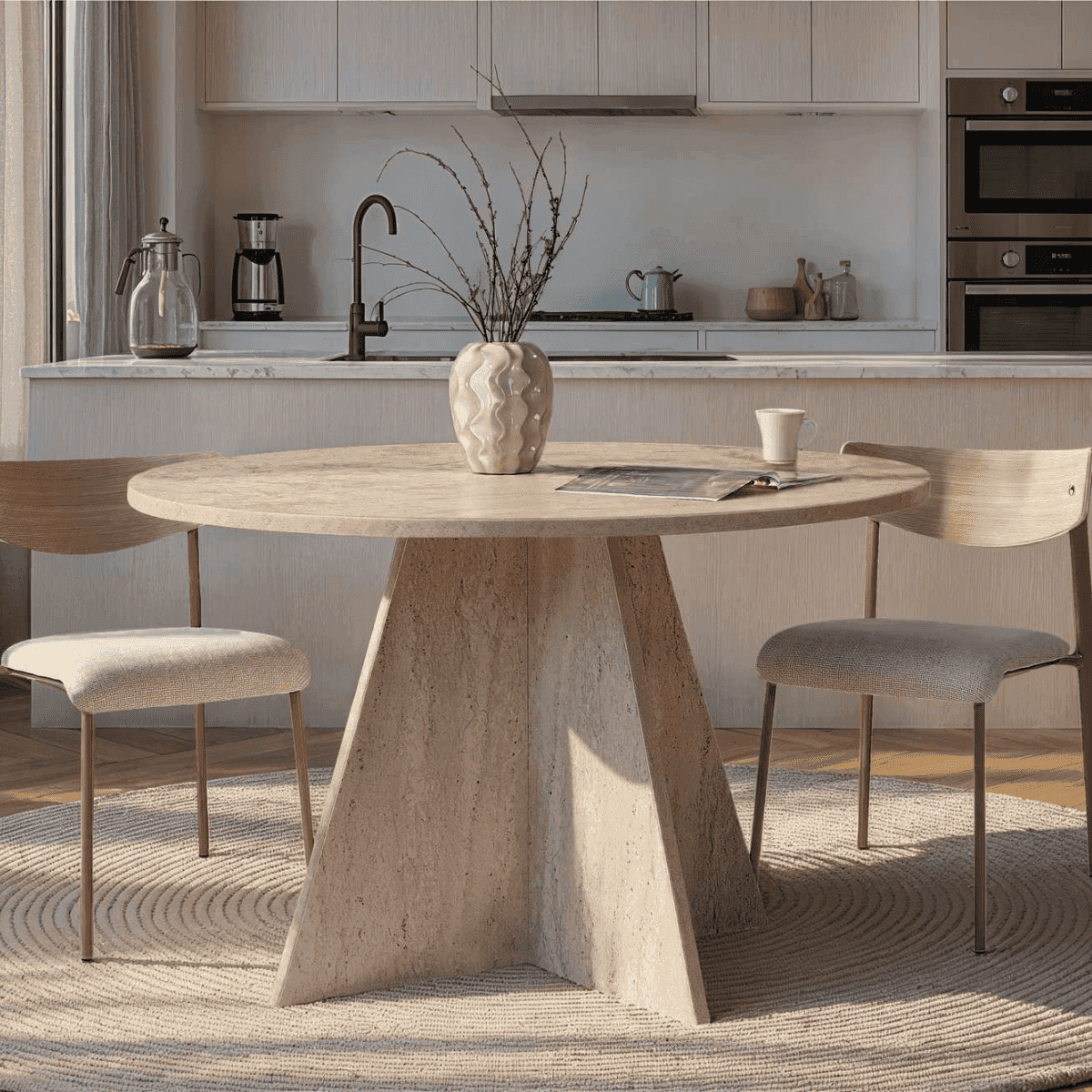 Table de salle à manger avec plateau rond D120 cm - ARIA - Calicosy