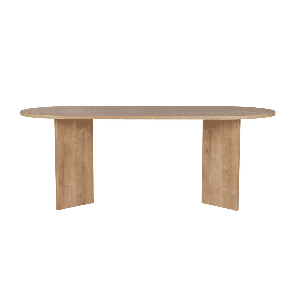 Table de salle à manger avec plateau ovale L200 cm - CHARLIE - Couleur : Chêne saphir - Panneaux de particules - Calicosy