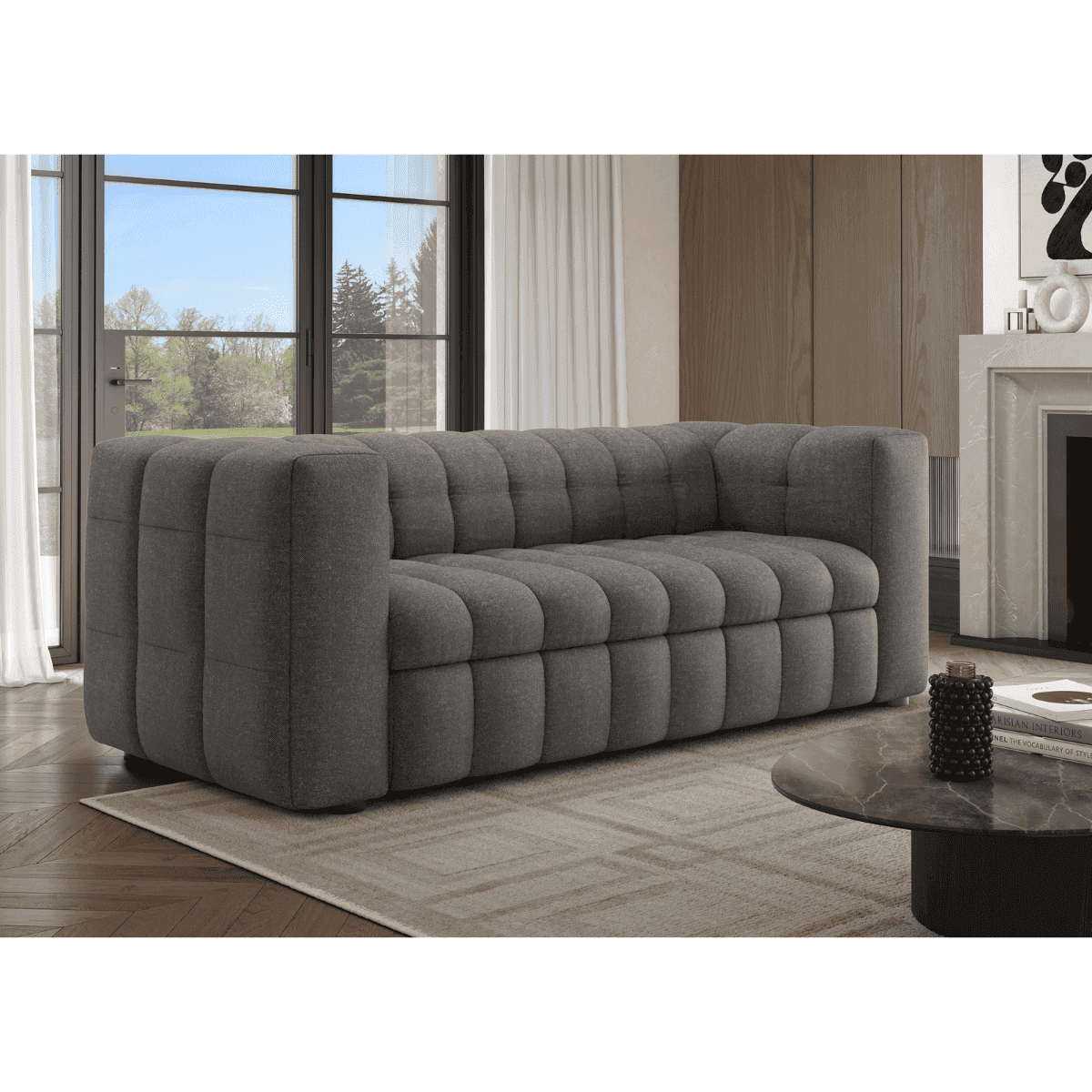 Canapé lit 3 places en tissu L220 cm - CHIARA - Calicosy