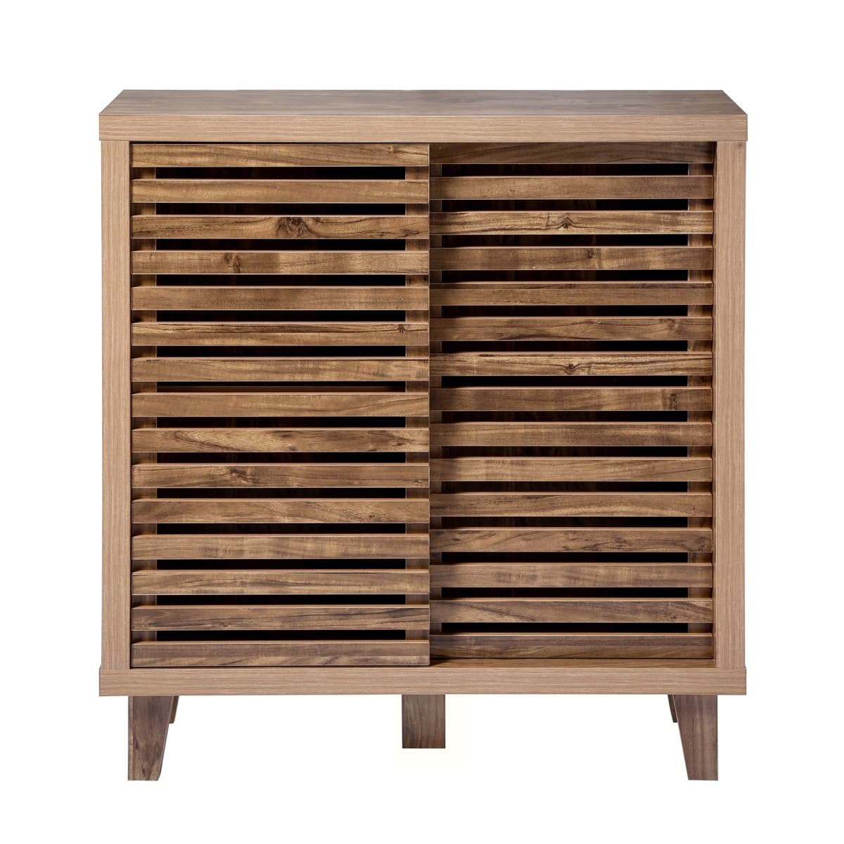 Buffet 2 portes coulissantes à lames ajourées L80 cm LIAM - Panneaux de particules - Calicosy