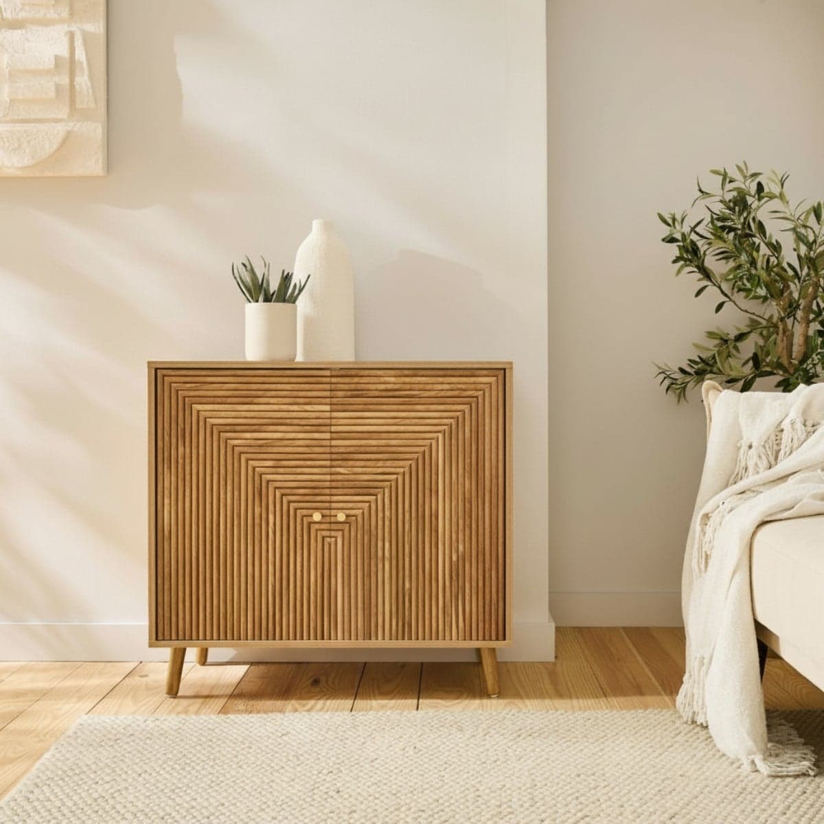 Buffet 2 portes façades lamellées EDEN - Calicosy