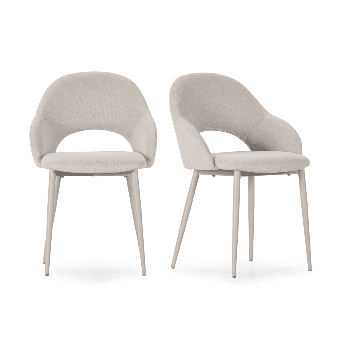 Lot de 2 Chaises en en tissu avec pieds en métal H84 cm - LILA - Couleur : Beige - Tissu - Calicosy