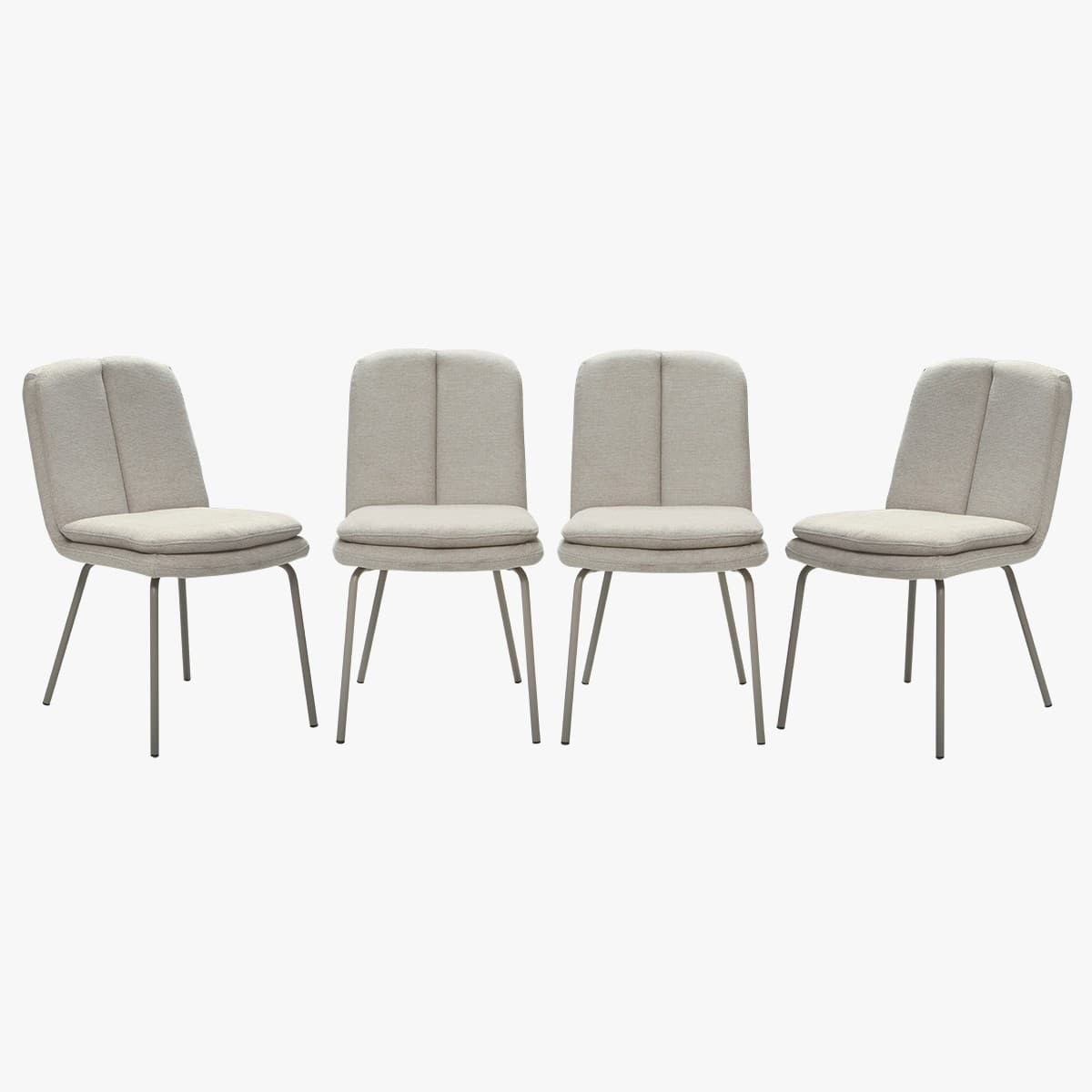 Lot de 4 chaises en tissu et pieds en métal beige H85 cm - LYSA - Polyester - Calicosy