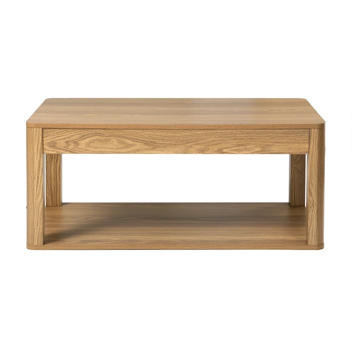 Table basse avec 2 plateaux rectangulaires effet bois L90 cm - CELIA - Panneaux de particules - Calicosy