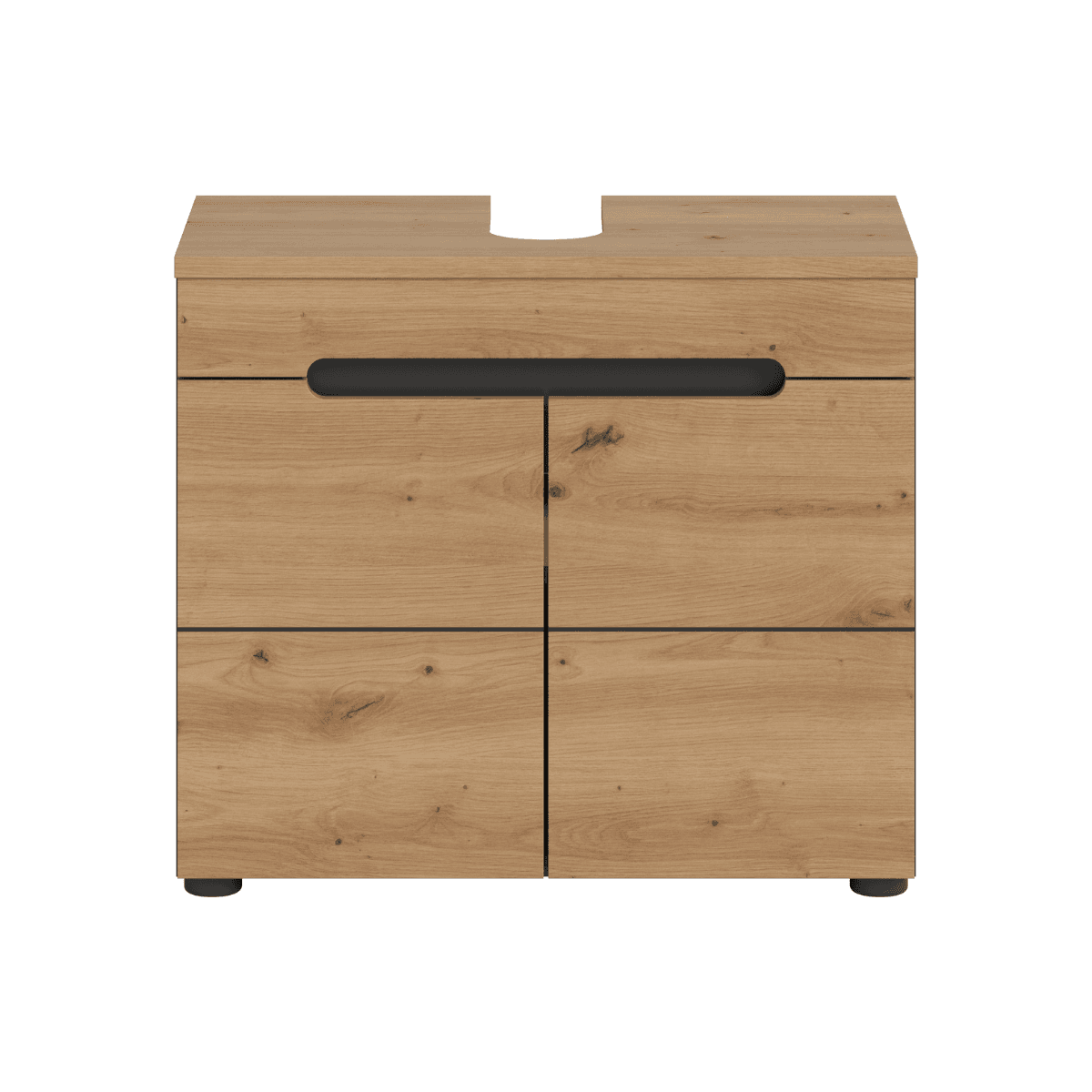 Meuble sous lavabo 2 portes effet chĂȘne et gris L63 cm - ENO - Panneaux de particules - Calicosy