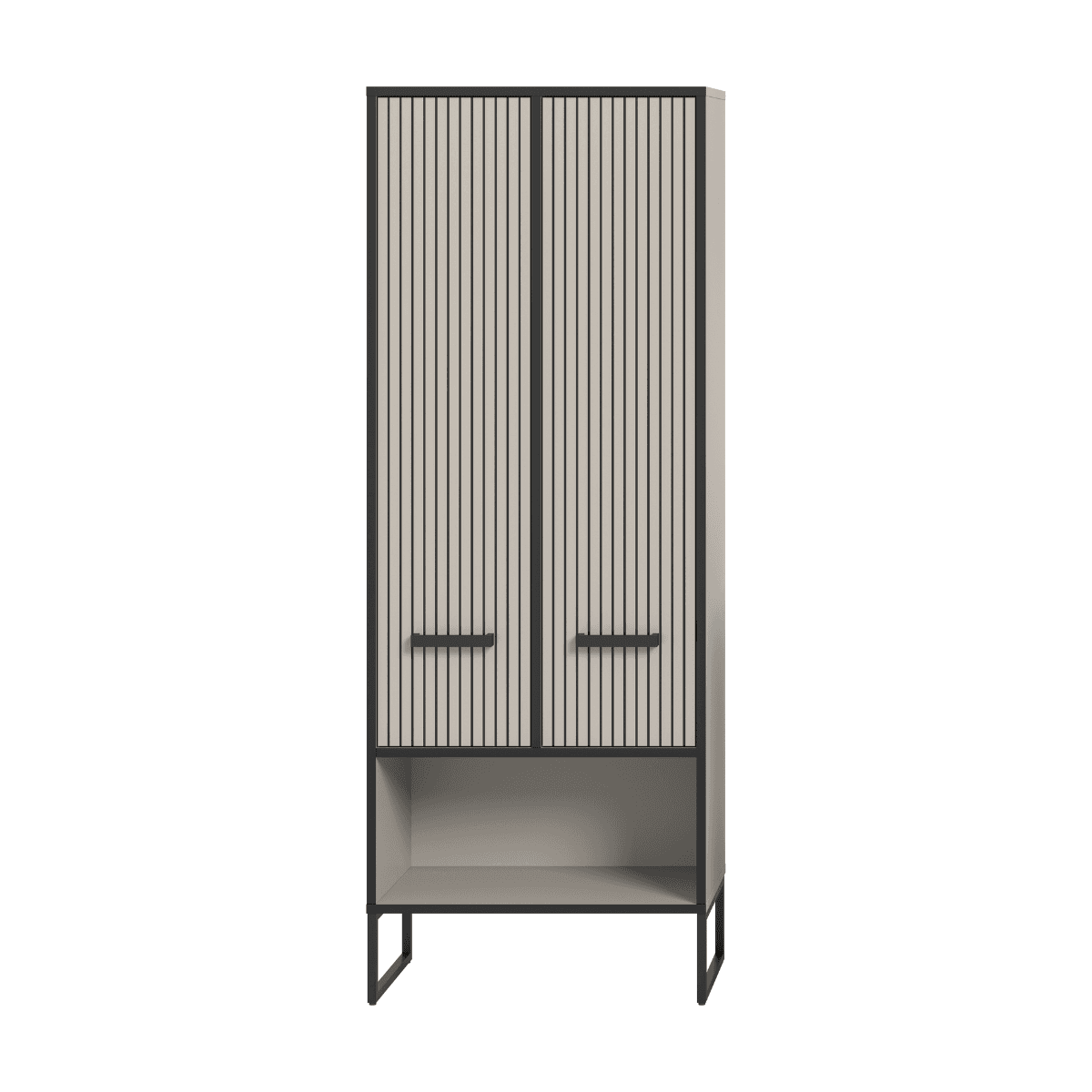 Colonne de salle de bain 2 portes 2 niche cachemire H159 cm - AURA - Panneaux de particules - Calicosy