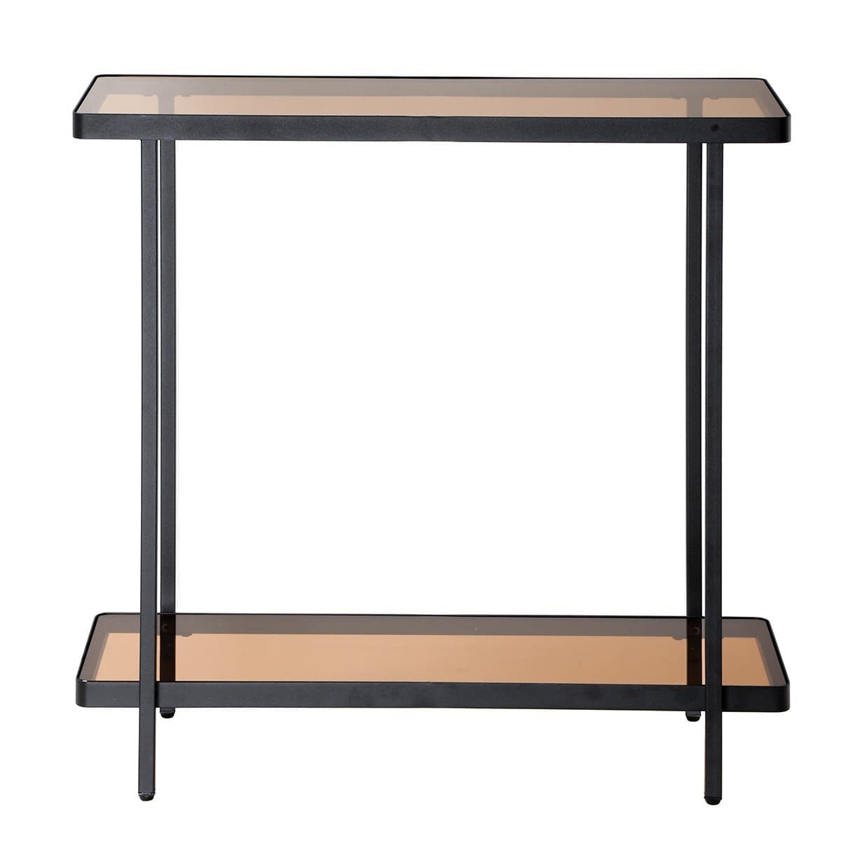 Console avec deux plateaux en verre fumé L80 cm - ORA - Métal - Calicosy