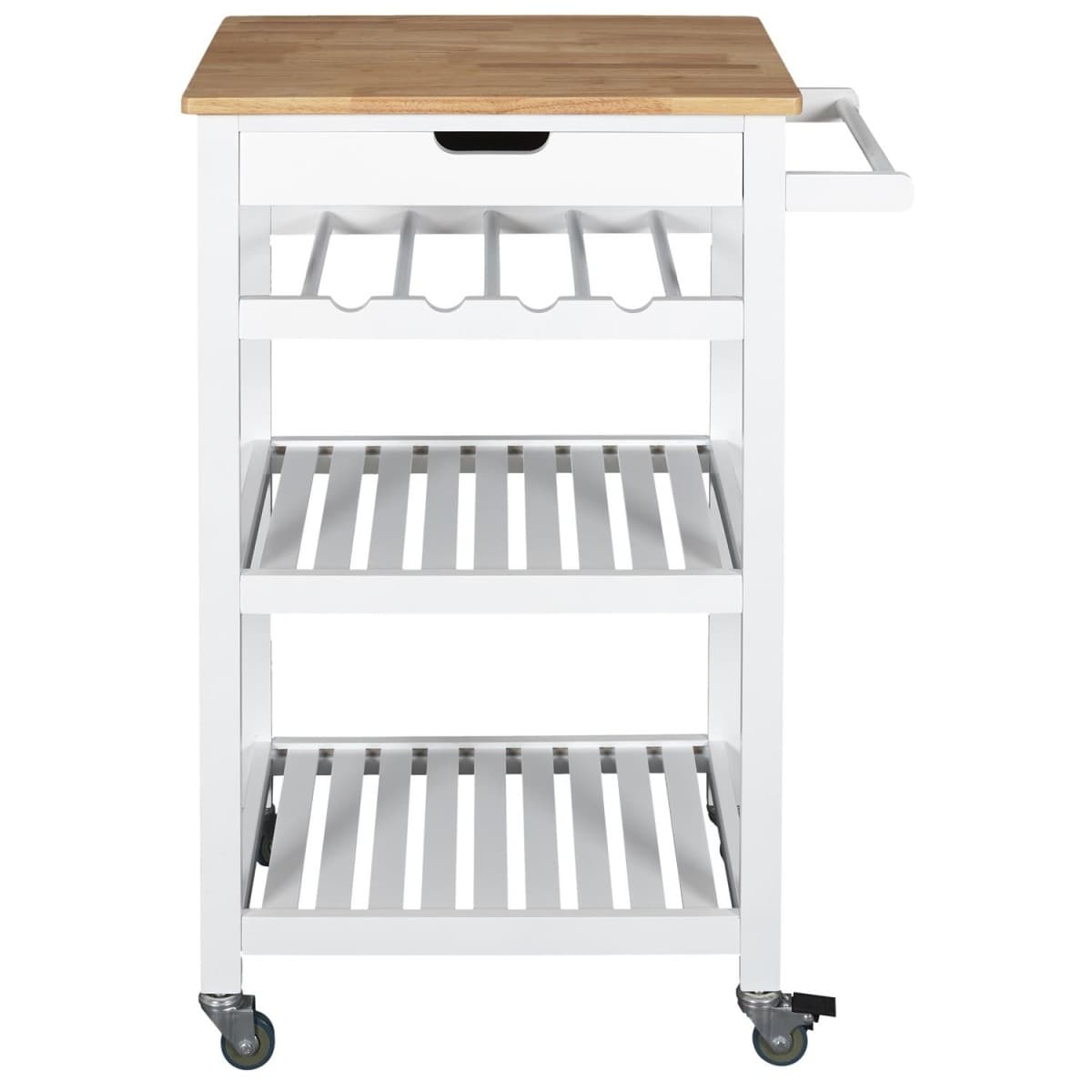 Desserte Ă roulettes 3 niveaux et 1 tiroir blanc et bois H84 cm - NAYA - MDF - Calicosy