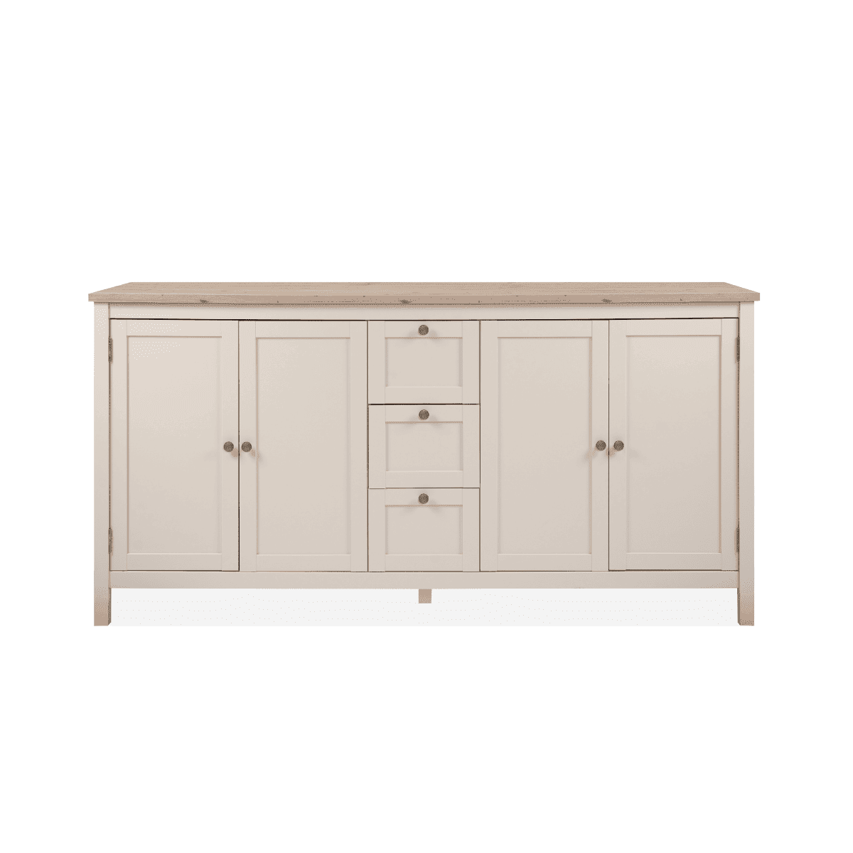 Buffet 4 portes et 3 tiroirs effet cachemire et chĂȘne L180 cm - LUND - Panneaux de particules - Calicosy