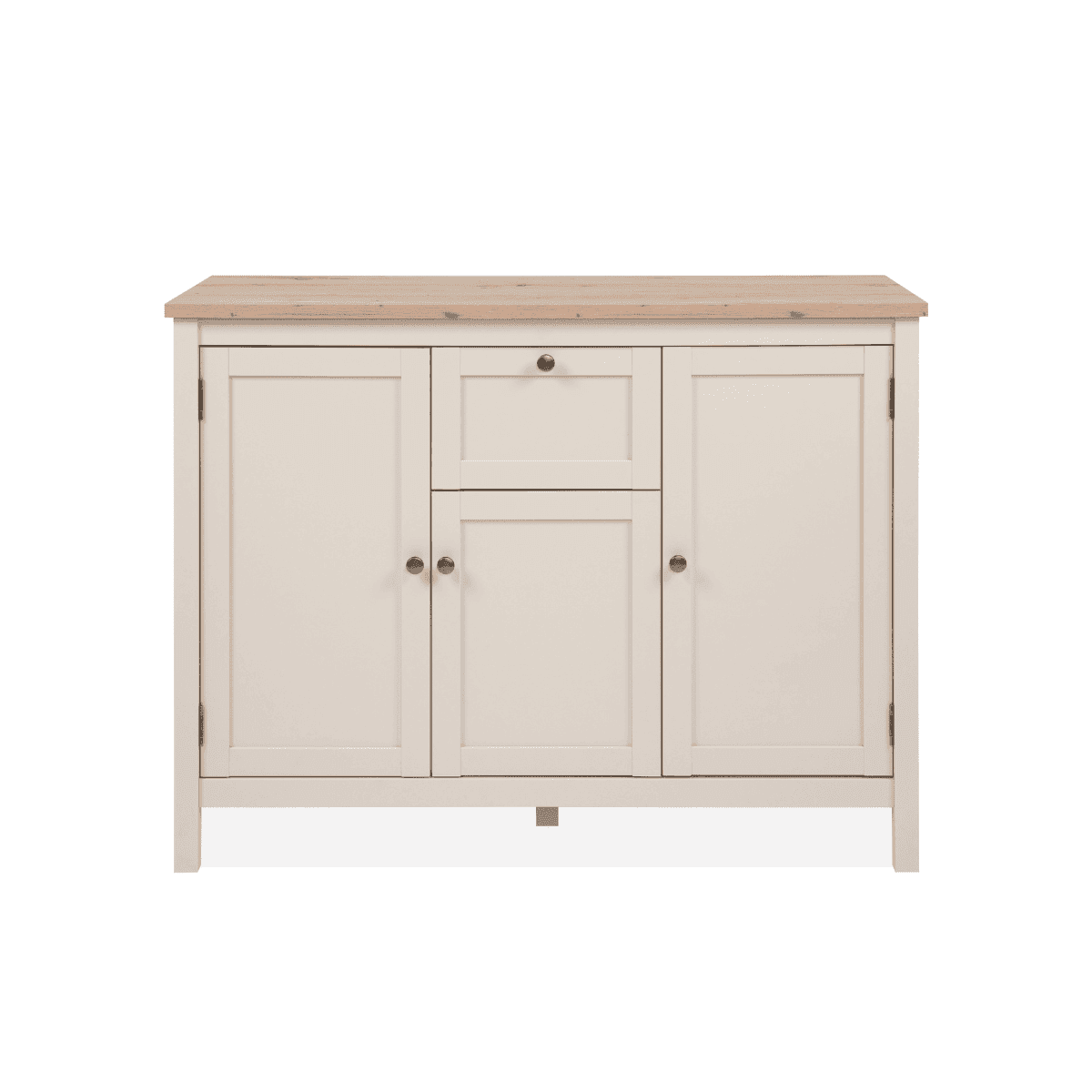 Buffet 3 portes et 1 tiroir effet cachemire et chĂȘne L120 cm - LUND - Panneaux de particules - Calicosy