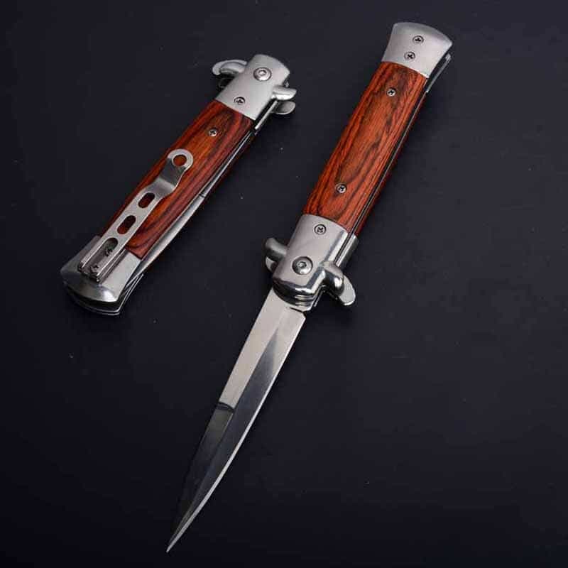 Couteau manche imitation marbre & bois (Poignée: Bois)