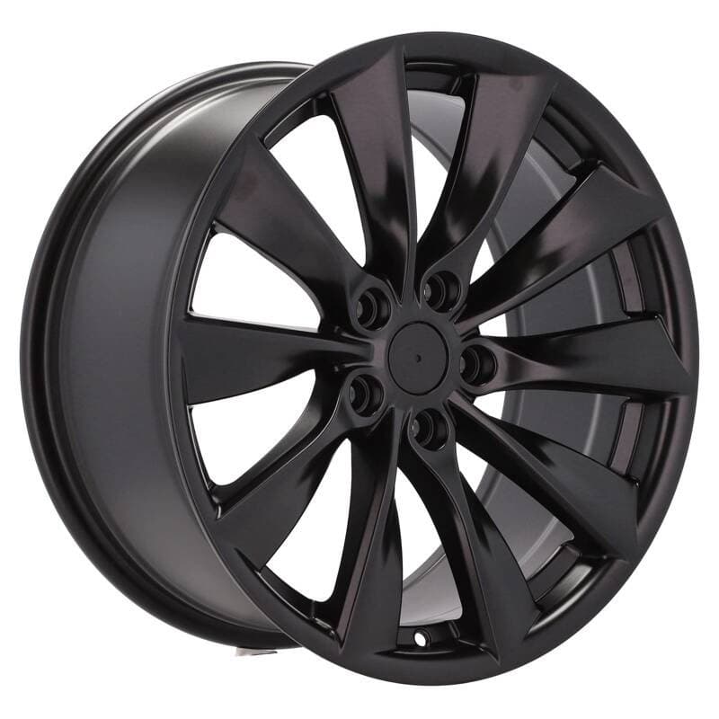 4 jantes 8.5 18 5x114.3 design tesla fluotournage noir mat