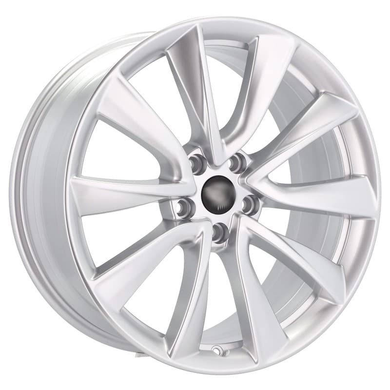 4 jantes 8.5 19 5x114.3 design tesla argent brillant