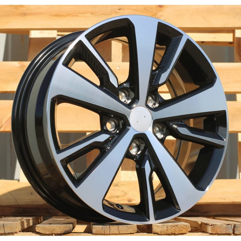 4 jantes 6.5 16 5x114.3 design nissan noir brillant