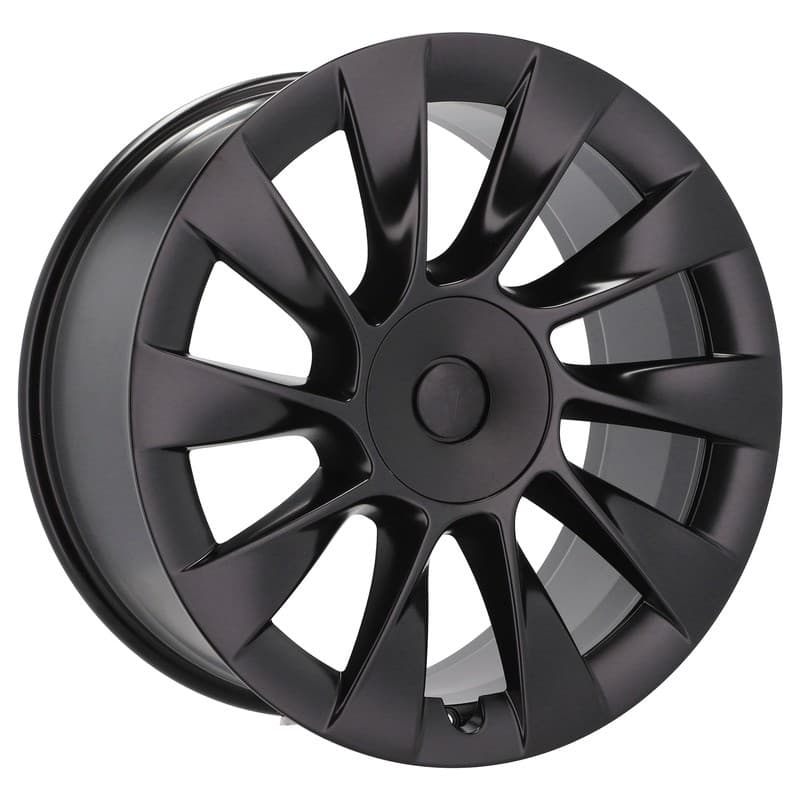 4 jantes 9.5 20 5x114.3 design tesla fluotournage noir mat