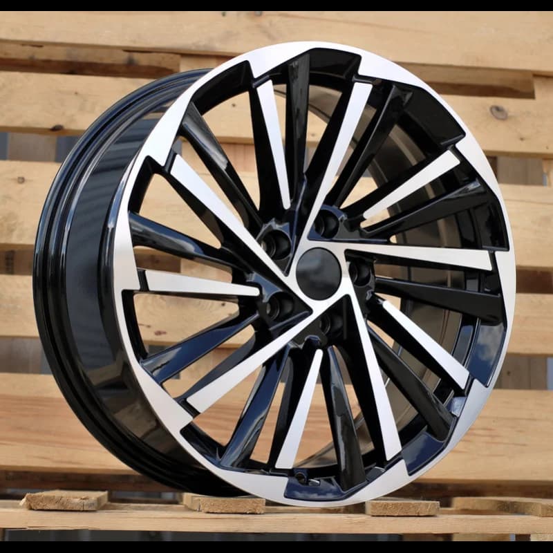 4 jantes 7.5 18 5x112 design skoda fluotournage noir brillant