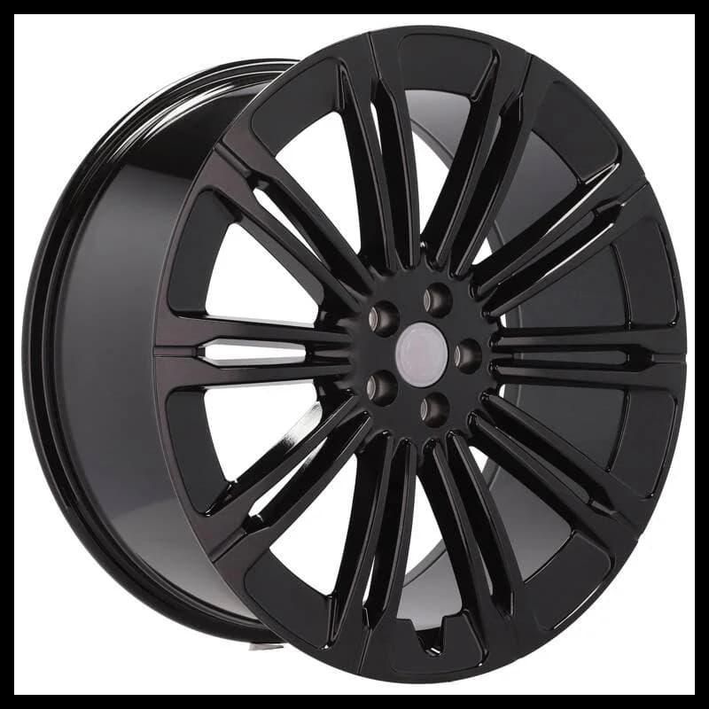4 jantes 9.5 22 5x108 design land rover fluotournage noir brillant