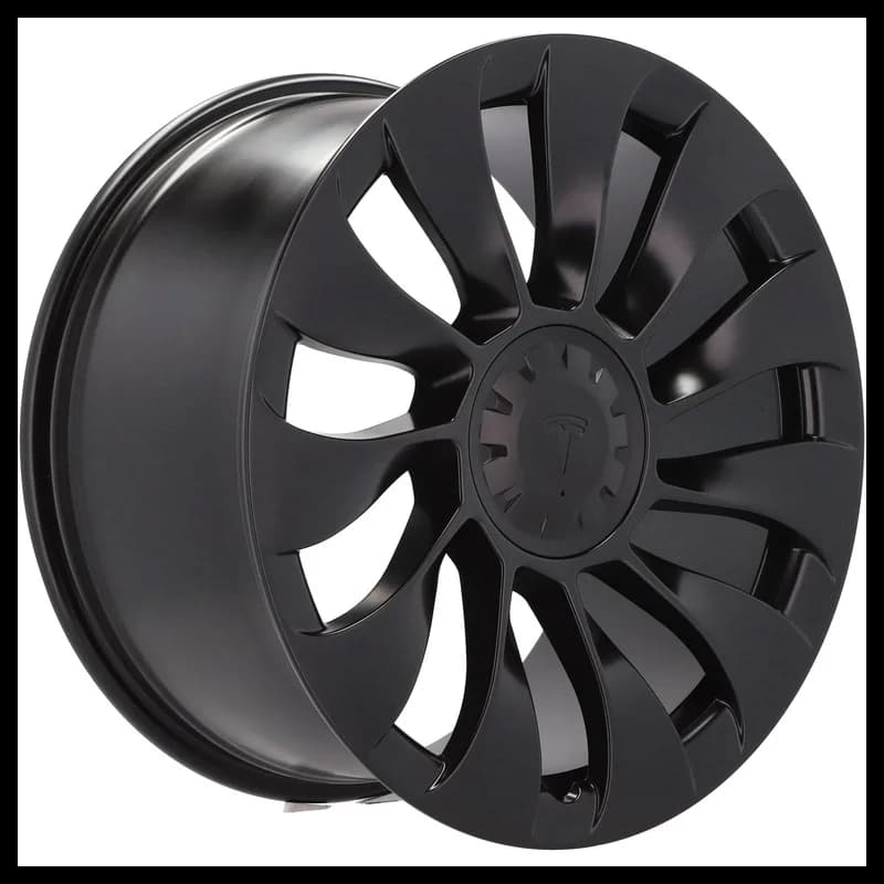 4 jantes 8.5 19 5x114.3 design tesla fluotournage noir mat