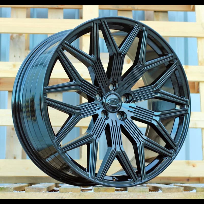 4 jantes 10.0 22 5x120 design land rover fluotournage noir brillant