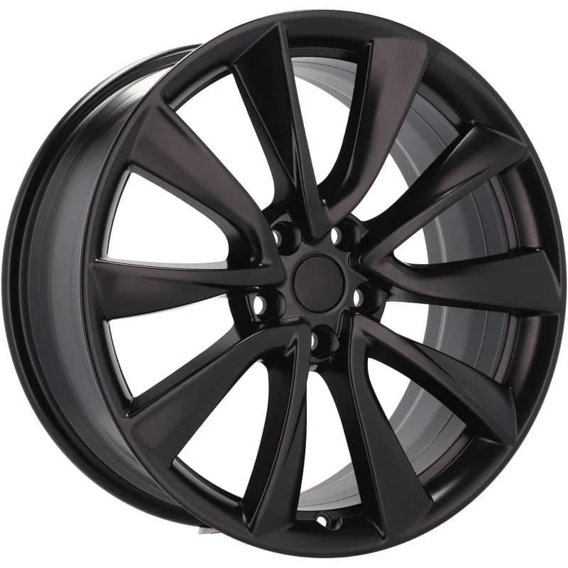 4 jantes 8.5 18 5x114.3 design tesla fluotournage noir mat