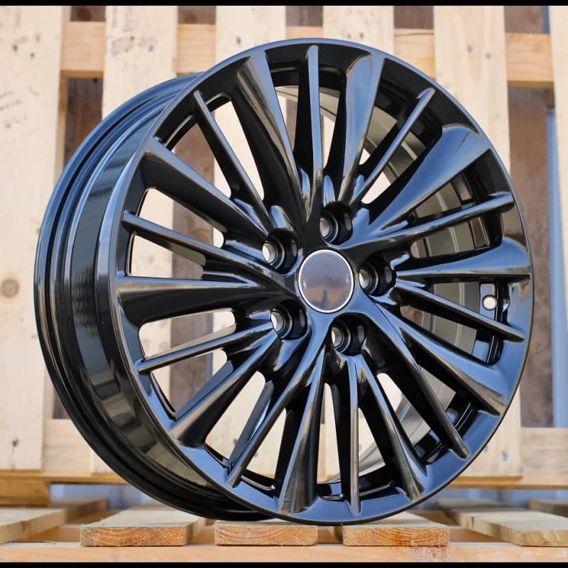 4 jantes 6.5 17 5x114.3 design toyota fluotournage noir brillant